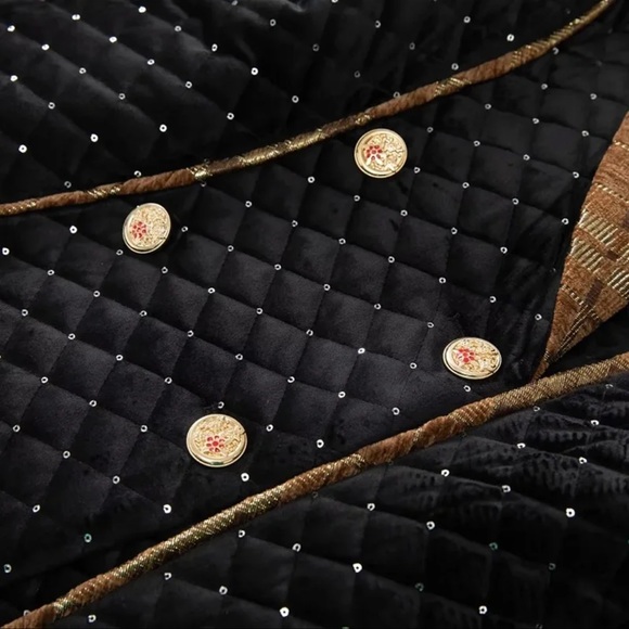 🎁 GORGEOUS Quilted Velvet Metallic Long Jacket The Ipinel - Picture 9 of 10